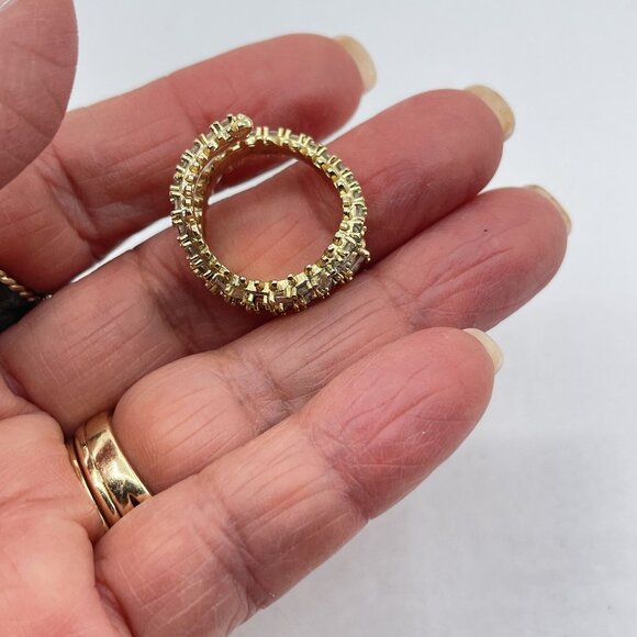 Gold-Tone Kendra Scott Double Hoop Crystal Ring 7 - Picture 5 of 7